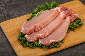 Raw pork steak for cooking