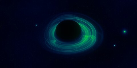 Cold nebula. Dark night sky. Dark interstellar space. 2d illustration. Black hole. Shiny stars in a deep cold space. Galactic center. Matter collapse.