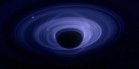 Cold nebula. Dark night sky. Dark interstellar space. 2d illustration. Black hole. Shiny stars in a deep cold space. Galactic center. Matter collapse.