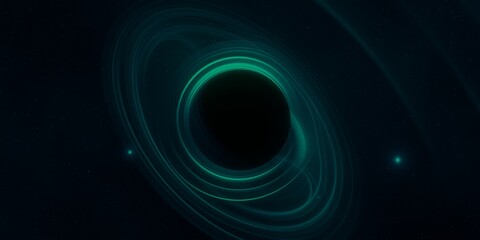 Black hole. Dark night sky. Dark interstellar space. 2d illustration. Cosmos. Powerful stars in a deep space. Blue cold nebula. Galactic center. Matter collapse.