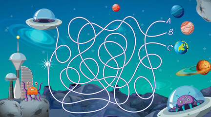 Maze game with space theme template © GraphicsRF