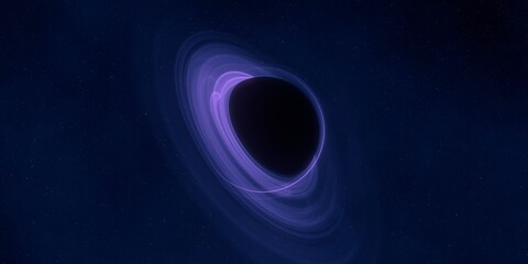 Black hole. Dark night sky. Dark interstellar space. 2d illustration. Cosmos. Powerful stars in a deep space. Blue cold nebula. Galactic center. Matter collapse.