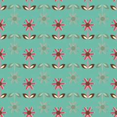 Graphic flowers vector seamless repeat pattern print background