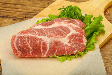 Raw pork meat neck steack