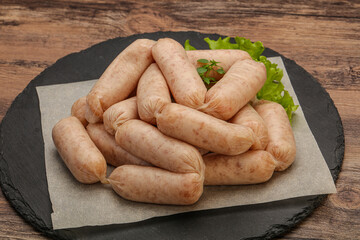 Raw natural chicken baby sausages