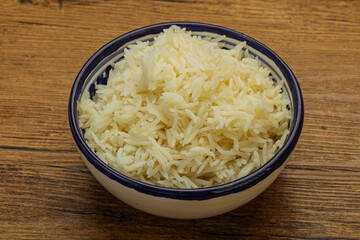 Steamed basmati rice in the bowl