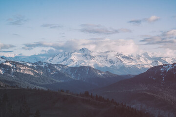 Fototapeta na wymiar Beautiful view of mountain range Djentu in the Caucasian nature reserve.