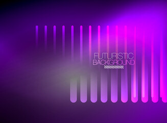 Bright neon color techno abstract background, shiny glowing neon lines in the dark background