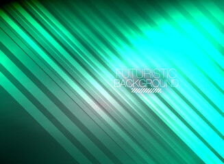 Fototapeta na wymiar Bright neon color techno abstract background, shiny glowing neon lines in the dark background