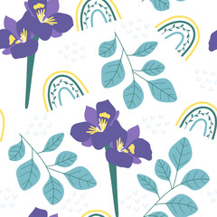 Floral seamless pattern. Spring background. Modern design for paper, covers, cards, fabrics and other users. Floral design.