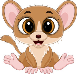 Cute little mouse lemur cartoon sitting © tigatelu
