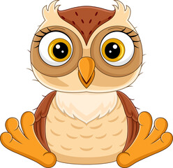 Cute little owl cartoon sitting