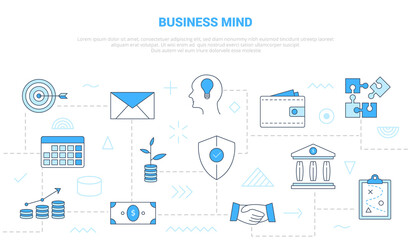business mind concept with icon set template banner with modern blue color style