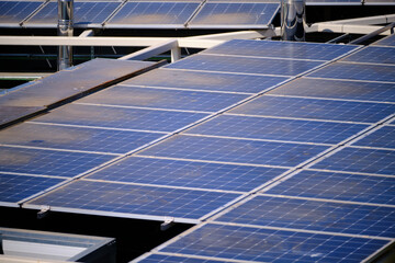 Solar panels on rooftop - ecology and sustainability concept