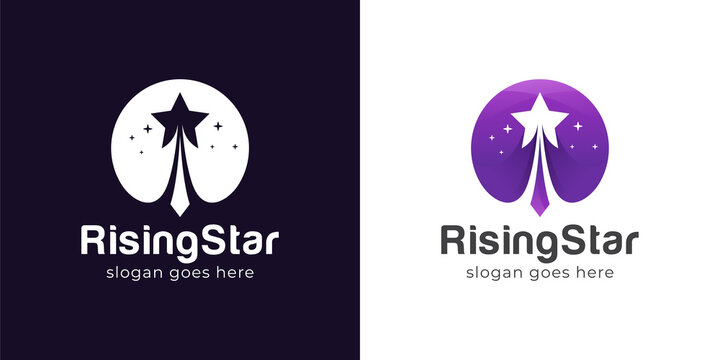 modern simple logo of rocket star or swoosh rising star, reaching dream logo vector template