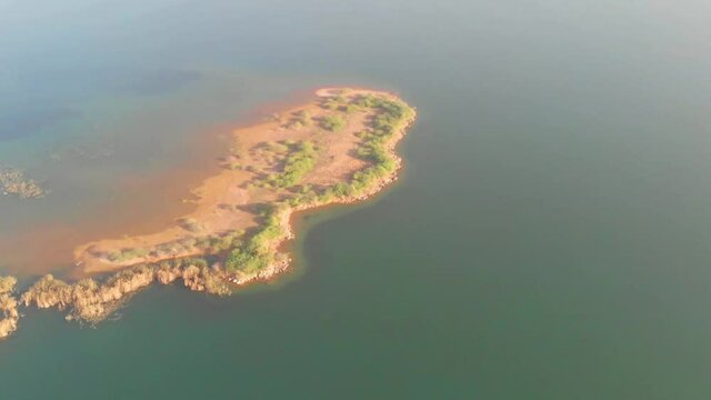 Aerial View Of Island In Keenjhar Lake In Thatta In Pakistan 