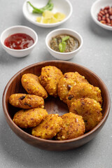 Sago fritters or sabudana vada made from tapioca sago