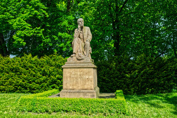 Statue of composer Bedrich Smetana well lit - obrazy, fototapety, plakaty