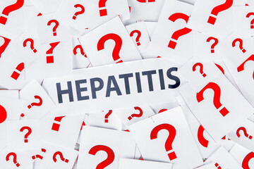 Hepatitis word with question marks symbol