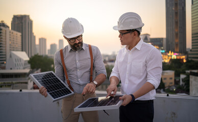 engineering meeting taliking at workplace rooftop