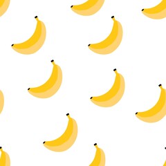 Seamless pattern with cartoon bananas, decor elements. vector flat style. hand drawing. design for fabric, textile, print, wrapper