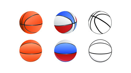 set of Basketball isolated on a white background