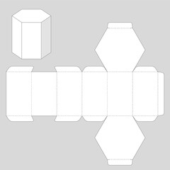 Hexagon Paper Box Graphic Template - obrazy, fototapety, plakaty