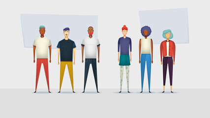 Illustration of modern diverse people