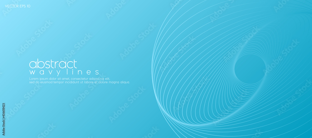 Poster abstract soft blue background with wavy lines for banner design template. vector