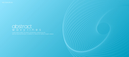 Abstract soft blue background with wavy lines for banner design template. Vector