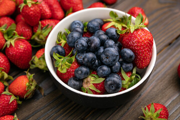 Berries on a wooden table
