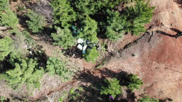 The aerial shot of border patrol agents discovering drugs, Missions, Argentina in HD