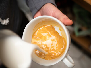 coffee with milk, cappuccino, cream