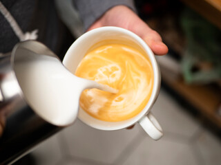 coffee with milk, cappuccino, cream