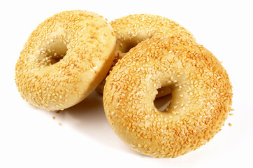 Sesame Bagels on white Background - Isolated