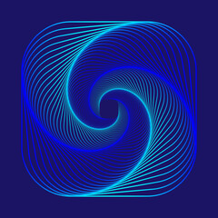 Abstract swirling lines square. Light forms graphic spiral different colors. Curved technology shape. Vector illustration.