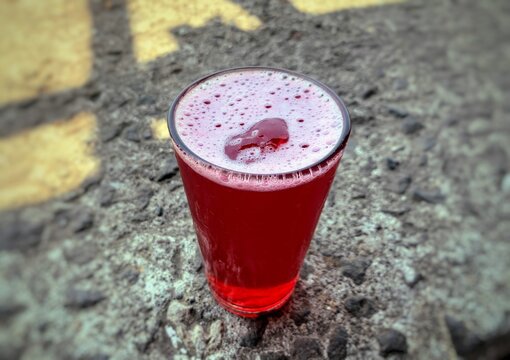 Cranberry juice on the table. Kokam juice. Energy drinks of summer days.
