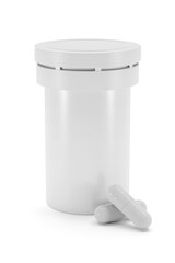 White tube for capsule pills or vitamins. 3d rendering.