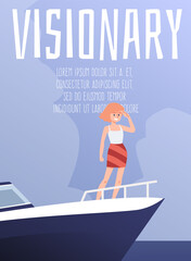 Visionary and future goals card or banner design, flat vector illustration.