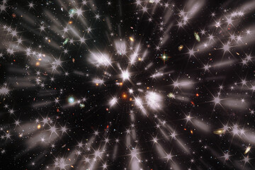 Fototapeta premium Star splash with beams in hyper jump. The elements of this image furnished by NASA.