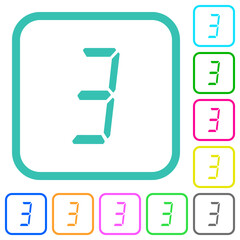 digital number three of seven segment type vivid colored flat icons