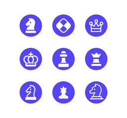 Chess line icon set. Strategy