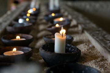 Candles in the church. Candle lights background. Christmas candles. Holy week backgrounds. Be the...