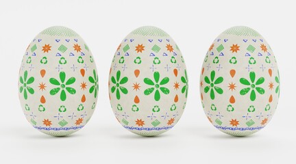 Realistic 3D Render of Easter Eggs