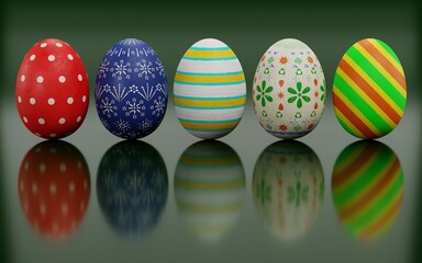 Realistic 3D Render of Easter Eggs