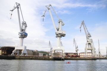 Fototapeta na wymiar Industrial landscape in the estuary of Bilbao