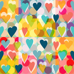 Heart pattern, background. Color design vector.