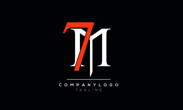 Abstract Letter Initial M7 Vector Logo Design Template