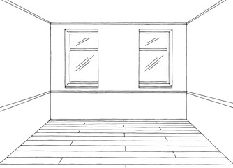 Room graphic black white home interior sketch illustration vector 