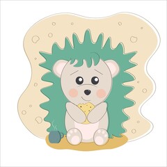 Poster with cute hedgehog with cookies
